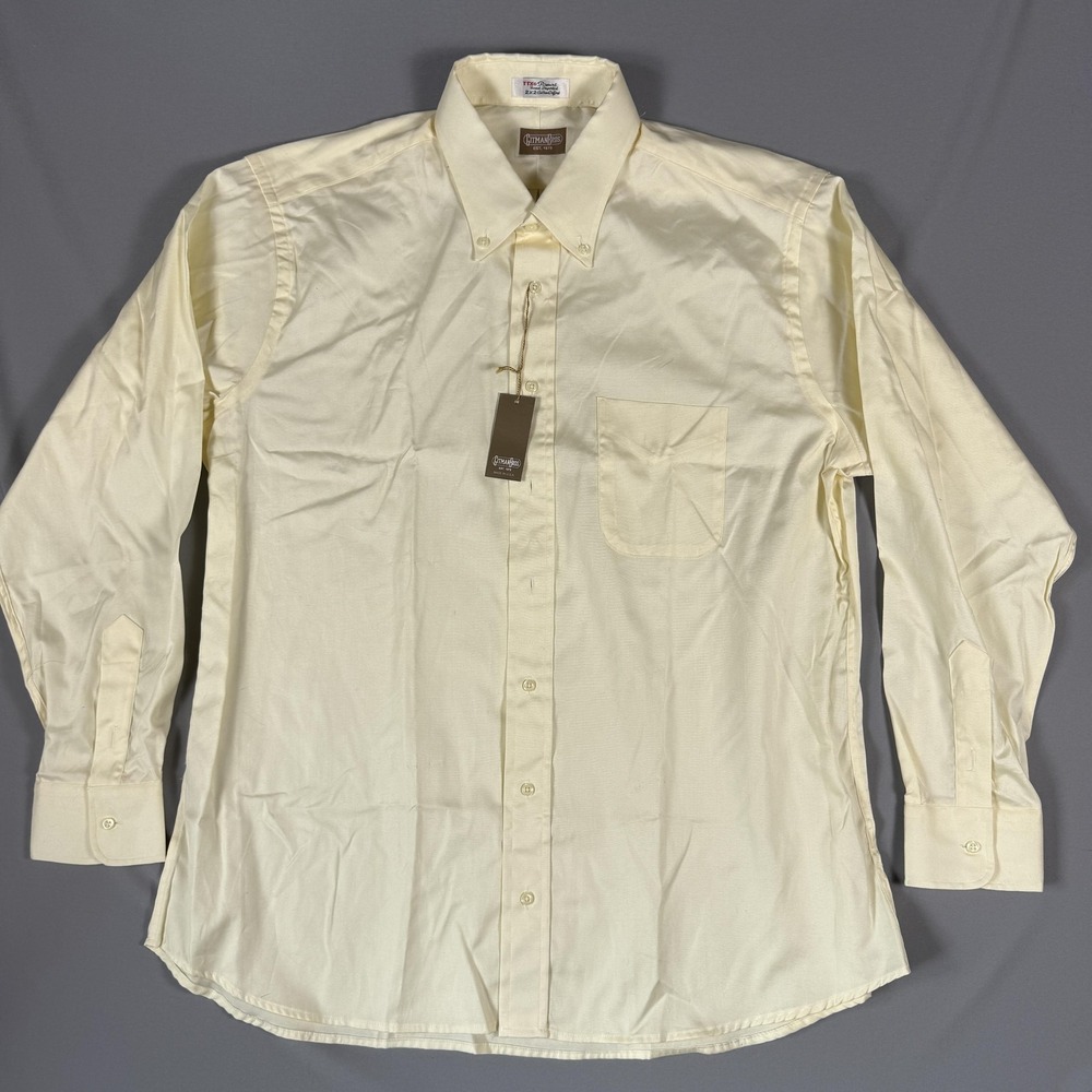Gitman Bros Shirt Mens 17.5 35 White Pinpoint Oxford Button Down Made USA